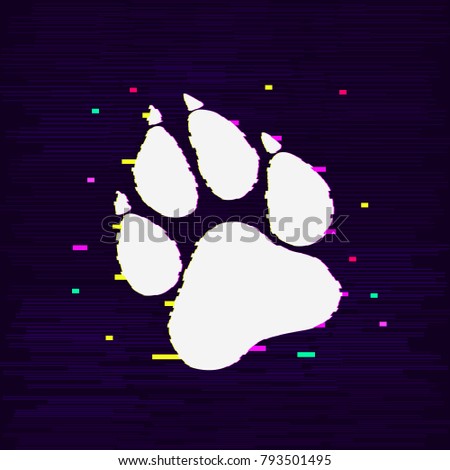 Paw Prints. Logo. Vector Illustration. Isolated vector Illustration. Glitch effect. EPS Illustration.