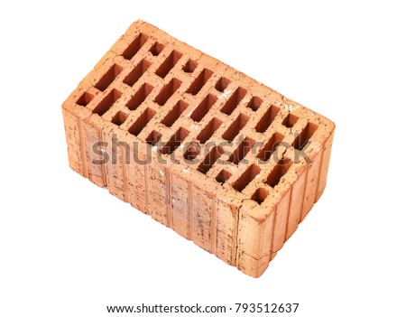 Old dirty brick on white background