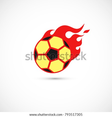 Fire football ball. Isolated on white background. Vector illustration, eps 10.