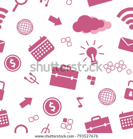 Pink technology icon pattern seamless vector on white background