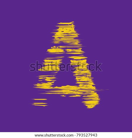 yellow letter A on a violet background, glitch effect