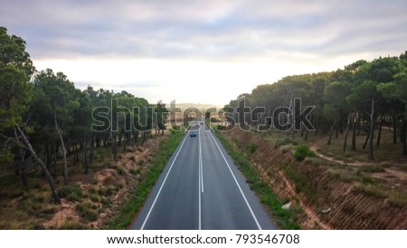 Route N-232 outside Logrono, Spain in summer 2015 Royalty-Free Stock Photo #793546708