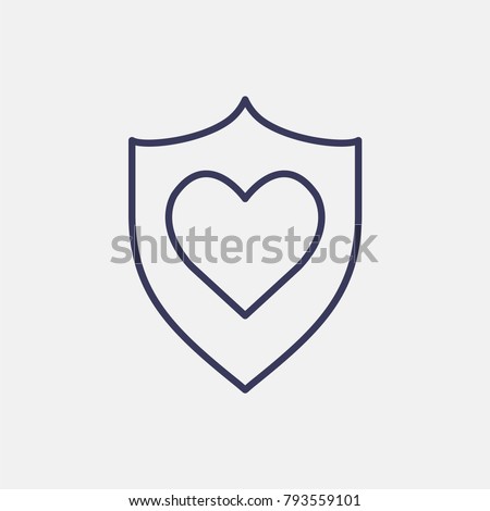 Outline shield in heart valentines day  icon illustration isolated vector sign symbol