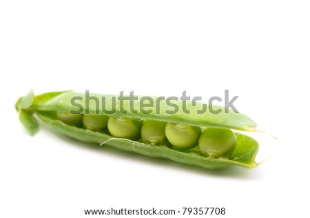 green peas on a white background
