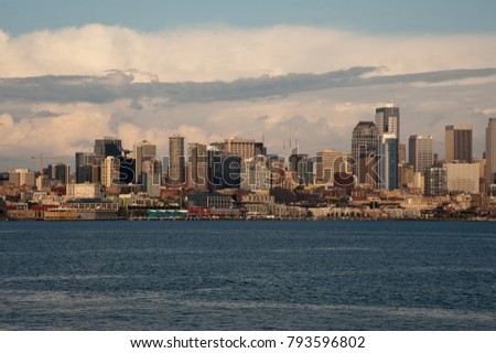 Downtown Seattle skyline seen from ferry