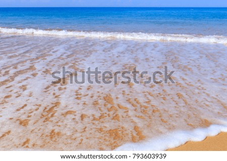 Landscape view of blue sea and wave on the beach