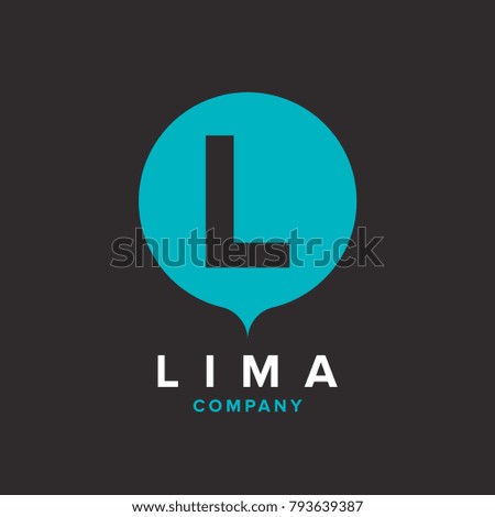 Initial L letter logo design vector template  blue background