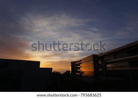 Beautiful sky with buildings