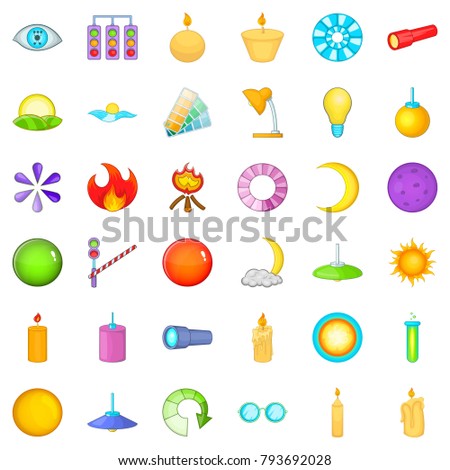 Moon icons set. Cartoon style of 36 moon vector icons for web isolated on white background