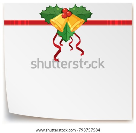 Paper template with bells and mistletoes
