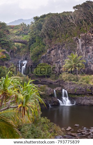 Waterfalls and pools at Oheo Gulch, the Seven Sacred Pools in Maui, Hawaii.