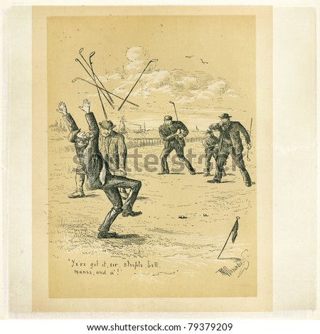 Etching from Golfing - A Handbook to The Royal And Ancient Game published by W&R Chambers Edinburgh and London, 1887. Illustration by Ranald Alexander.