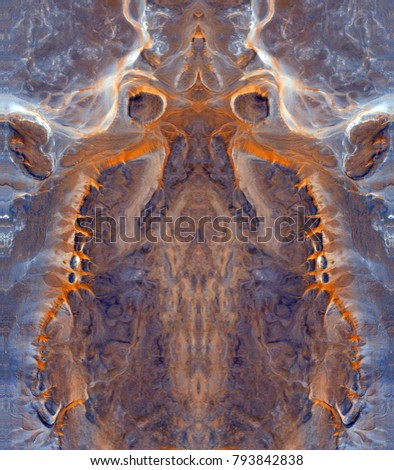 Mite of fear, symmetrical photographs of abstract landscapes of the deserts of Africa from the air, magical, artistic, landscapes of your mind, just for crazy, optical illusions