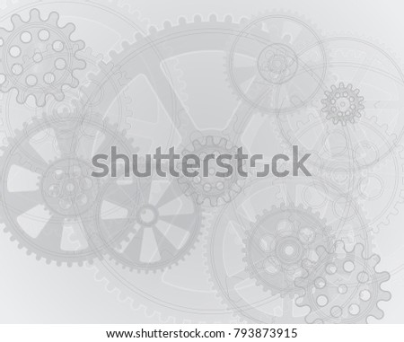 Drawing gears on a gray background, vector illustration clip-art