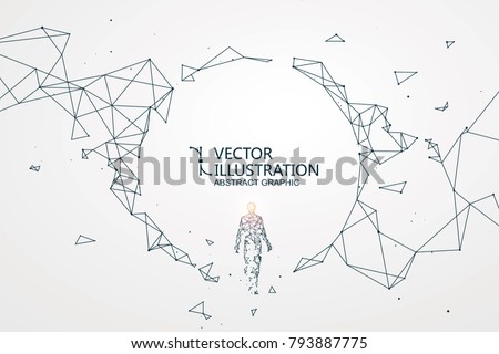 Lines connected to Science fiction scene, symbolizing the meaning of artificial intelligence. Royalty-Free Stock Photo #793887775
