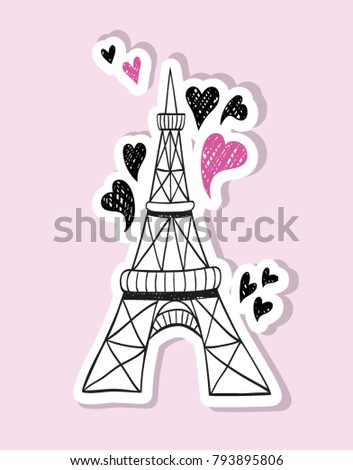 Hand drawn Eiffel tower