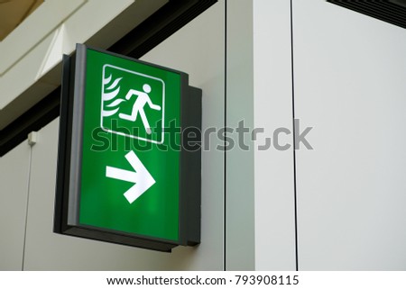 Fire Exit Sign Lightbox in the airport