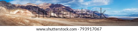 Panoramic view of mountain area near Artists Drive in Death Valley National Park. California. USA.