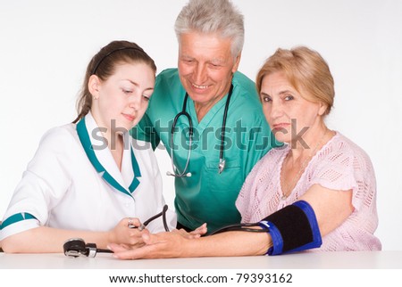 portrait of a good doctors working on white