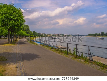 river sidewalk landscape background