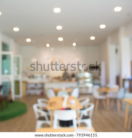 Blur or Defocus image of Coffee Shop or Cafeteria.Cafe interior out of focus - defocused background, vintage retro color