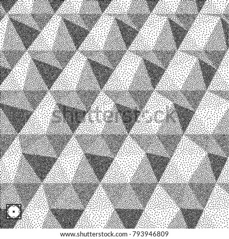 Geometric background. Black and white grainy design. Pointillism pattern. Stippled vector illustration.