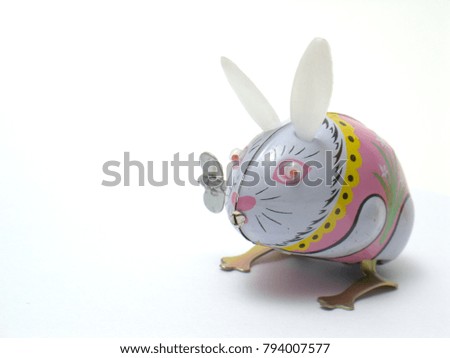 This is a Tin toy, Rabbit, isolate on white background. 