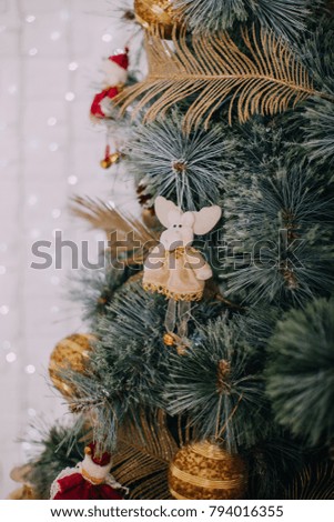 Christmas decorations on the branches fir