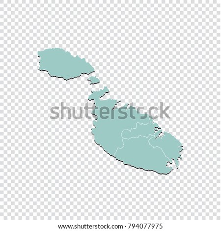 Malta map - High detailed pastel color map of Malta. Malta map isolated on transparent background. Vector illustration eps 10.