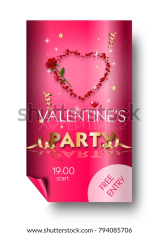 Illustration of poster for valentine party in pink color