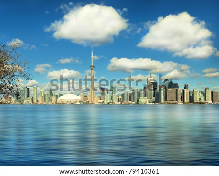 Toronto skyline, lakefront view. Good for travel  and business themes