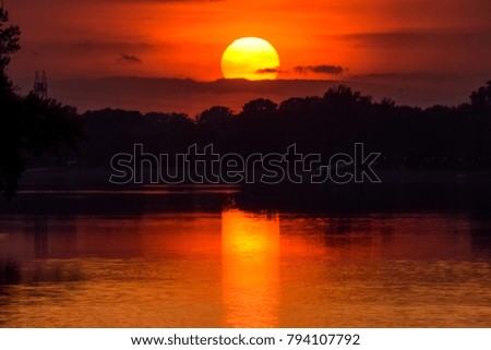 Beautiful Sunset On Lake