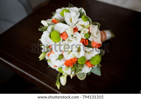 Close up of pastel wedding bouquet - background