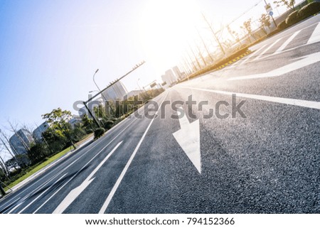Panoramic skyline with empty road in shanghai china