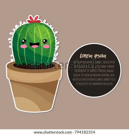 Cute cactus cartoon happy design vector illustration.