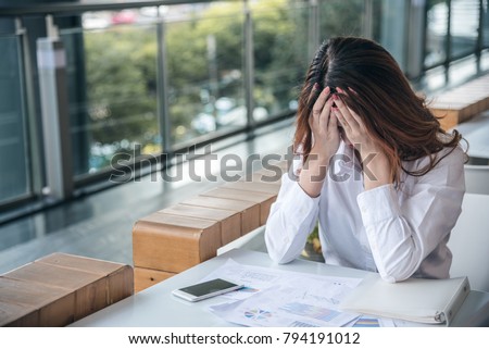 Portraits of beautiful asian woman stressed from work.
anxiety in adult cause to depression and a problem in living that drag you down to feeling sadness,lonely and worried. Royalty-Free Stock Photo #794191012