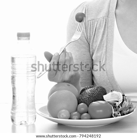 woman eating healthy  no people stock photo