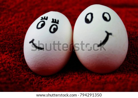 close up of valentines day eggs on a red background 