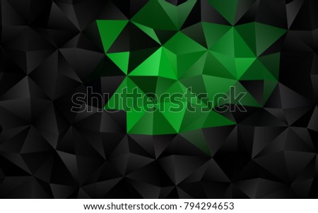 Dark Green vector shining triangular background. A vague abstract illustration with gradient. Brand-new style for your business design.