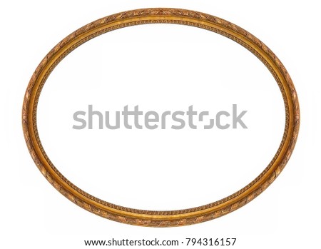 Oval golden frame for paintings, mirrors or photos