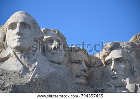 South Dakota is the place that U.S build the most famous presidents on the rocks on the top of mountain. Royalty-Free Stock Photo #794357455