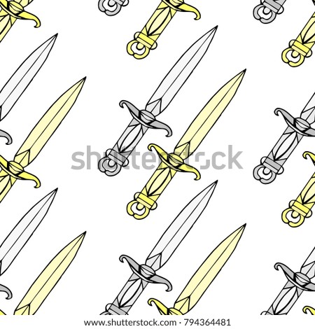 Knife vector illustration. Doodle style. Design, print, logo, decor, textile, paper.