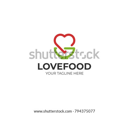 Heart and bowl logo template. Kitchenware and love symbol vector design. Natural nutrition illustration Royalty-Free Stock Photo #794375077