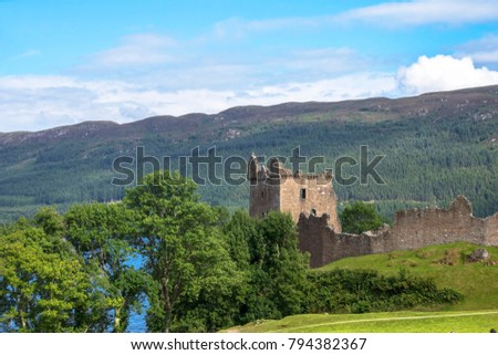 Urquhart Castle and Loch Ness. Drumnadrochit, Inverness, Scotland, United Kingdom. August 2016