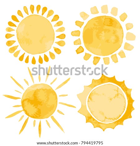 Yellow ink shiny weather sun set vector illustration watercolor style