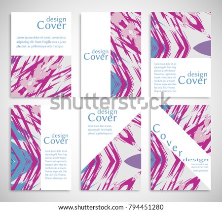 Vector abstract background set. Art template design for invitation card, front page, mockup brochure theme style, banner idea, book cover, booklet print, flyer sheet a4. Colorful grunge texture