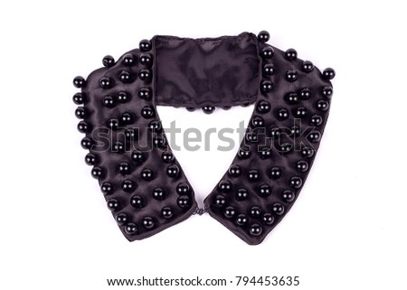 Trendy collar for women - fashion design element isolated on white background. Fashionable girl accessory - collar for neck. Simple and minimalistic collar with rocks.