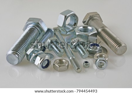 Metal fasteners – A view of nut,bolts and washers
