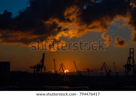A sunset in the Port of Ancona