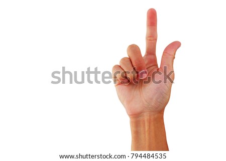Asian man's hand show up for point up with create idea